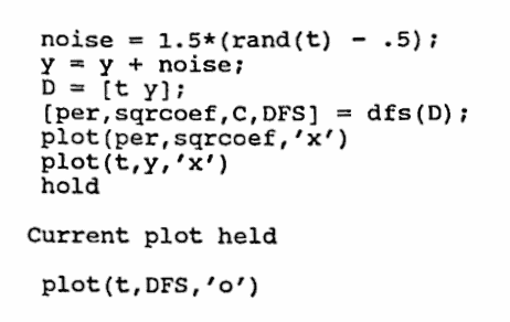 MATLAB example: noisy data set, periods are NOT in the DFS