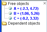 GeoGebra algebra window