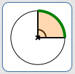 sector area corresponding to a 90 deg central angle