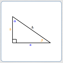 a right triangle with sides and angles labeled