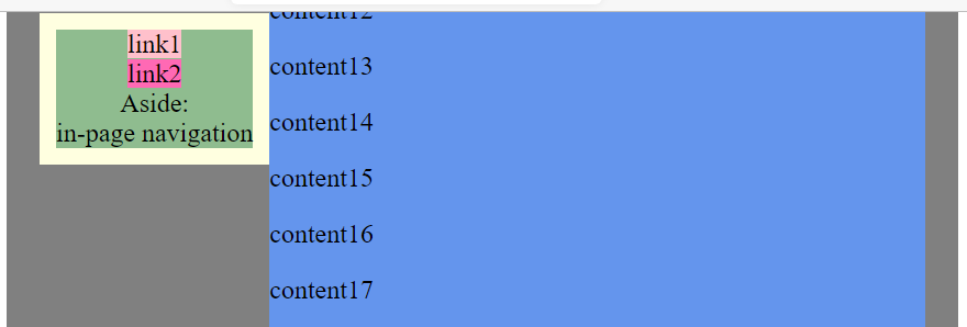 Sticky left column stays in place while right column scrolls.