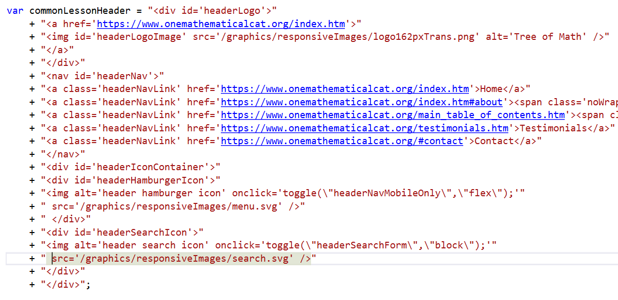 common header JavaScript variable (truncated)