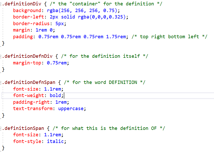 CSS for Definitions, Theorems, and such