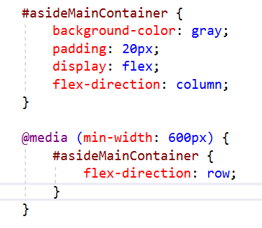 CSS for asideMainContainer at end of lesson 4