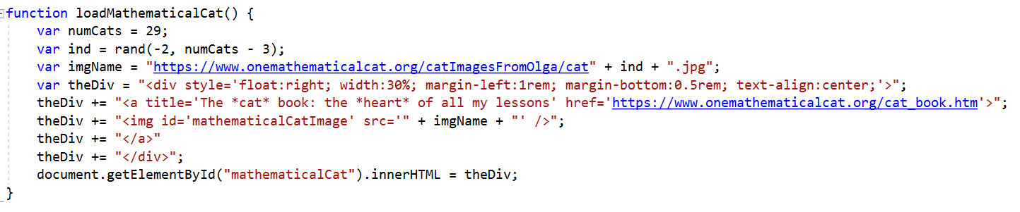 the loadMathematicalCat function