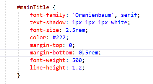 CSS for mainTitle