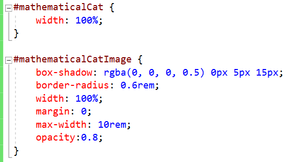 styling for the mathematical cat image