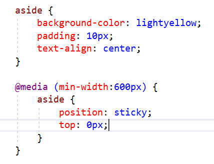 CSS to make aside sticky