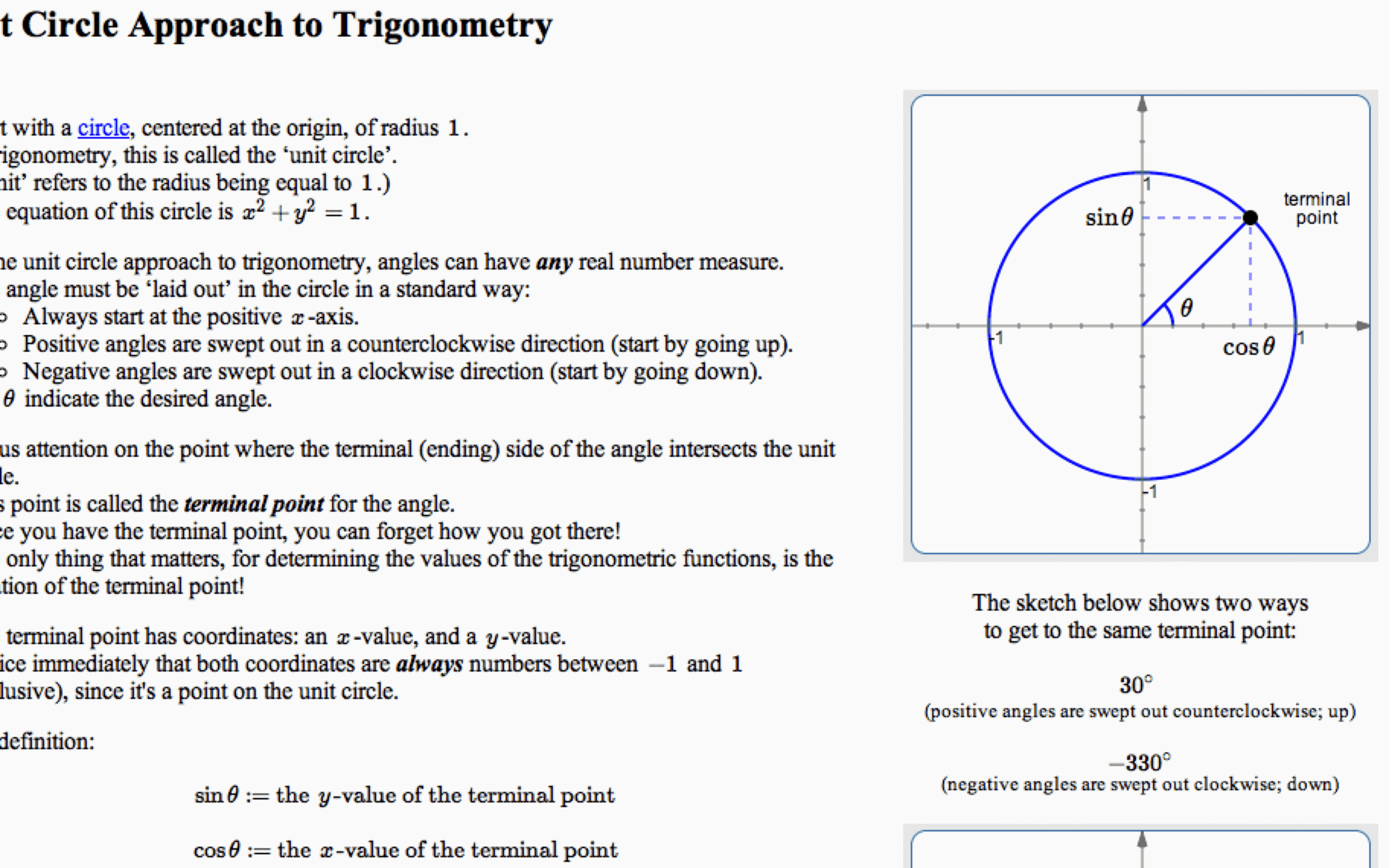 the Unit Circle Approach to Trigonometry